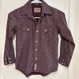 Stylish Kids M Burgundy Pearl Snap Button Down Shirt